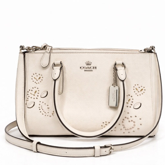 Coach Mini Surrey Crossbody Chalk Multi Heart Print F46292 NWT Satchel Bag - Picture 3 of 8